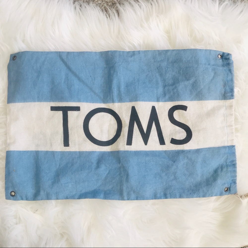 TOMS Canvas Shoe Bag Dust Bag Blue White Logo